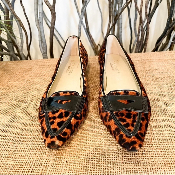 Talbots Leopard Calf Hair Patent Loafers Flats - Picture 2 of 12
